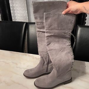 NEW suede gray knee high boots